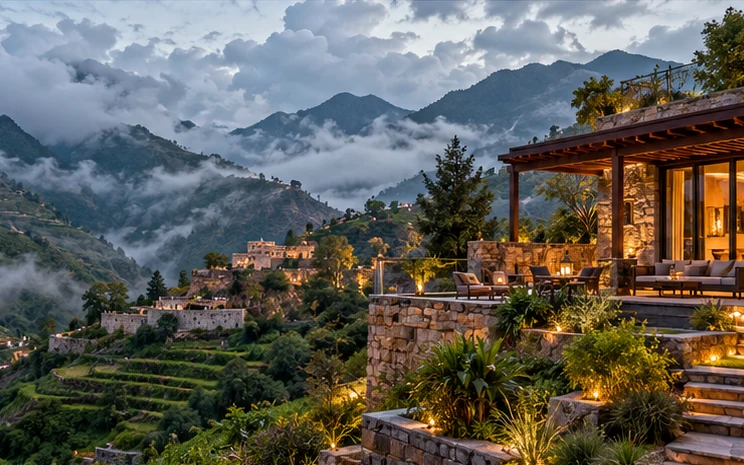 Saudi mountain hospitality editorial visual