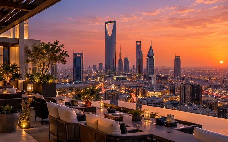 Saudi urban hospitality editorial visual for partner services